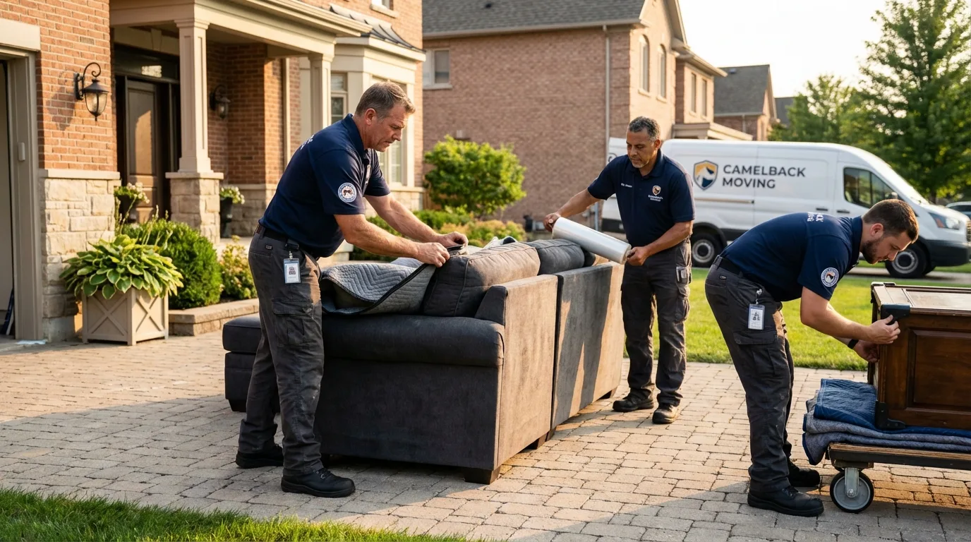 Large estate moving crew wrapping furniture in Giddings, TX